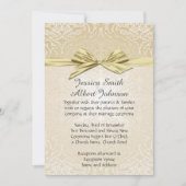 Gouden Sparkle Lint Damask Bruiloft Uitnodigen Kaart (Voorkant)
