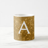 Gouden Sparkle Shimmer Monogram Naam & Initiaal Koffiemok (Center)