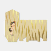 Gouden Sparkle Zebra Print Baby Favor Box Bedankdoosjes (Uitgevouwen)