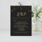 Gouden Sparkles Bruiloft RSVP Behuizing Kaart (Staand voorkant)