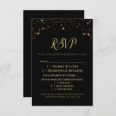Gouden Sparkles Bruiloft RSVP Behuizing Kaart (Voorkant / Achterkant)