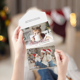 Gouden Sparkles Vrolijke Kerstkalligrafie Foto All In One Uitnodiging