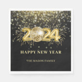 Gouden Sparkly Disco Ball New Years Eve Party Servet (Voorkant)