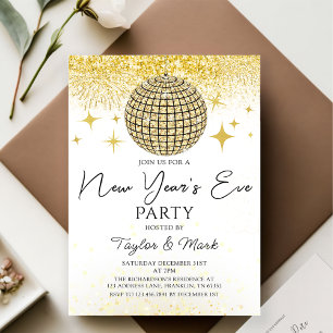 Gouden Sparkly Disco Ball Oudejaarsavond Feest Kaart