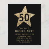 Gouden Sparkly Star 50e Verjaardagsfeestflyer Flyer (Voorkant)