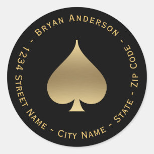 Gouden spatiesymbool retouradreslabel ronde sticker