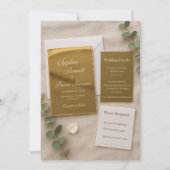 Gouden Spiegel Acryl Trouw Uitnodigingsset | Elega Kaart (Voorkant)