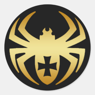 GOUDEN SPIN MET KRUIS RONDE STICKER