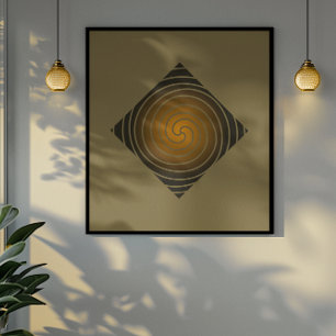 Gouden Spiraal: Aardse Tonen in Diamanten Harmonie Poster