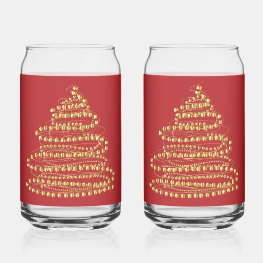 Gouden Spiraal Kerstboom Blikvormige Glas Set (Voorkant)