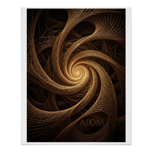 Gouden Spiraalwervel Abstract Tunnel Warme Fleece Perfect Poster
