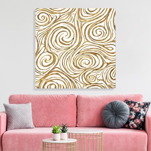 Gouden spiralen Elegantie Canvas Afdruk (Insitu (Woonkamer))