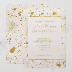 Gouden Spletters bruiloft Kaart