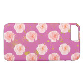 Gouden Spletters Roze Rozen Waterverf Case-Mate iPhone Case (Achterkant (Horizontaal))