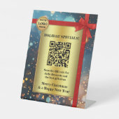 Gouden sprankelende feestelijke kerst Feestdagen Reclamebord Met Voetstuk (Voorkant)