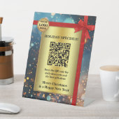 Gouden sprankelende feestelijke kerst Feestdagen Reclamebord Met Voetstuk (Insitu)