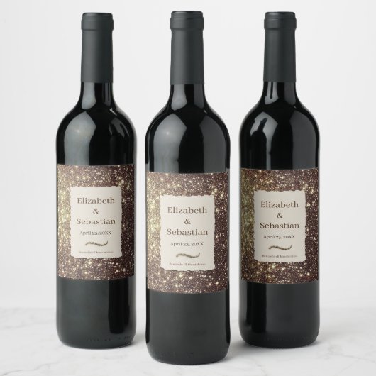 Gouden sprankelende glitters wijn etiket (Flessen)