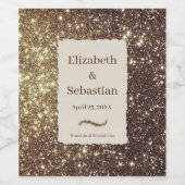 Gouden sprankelende glitters wijn etiket (Enkel label)