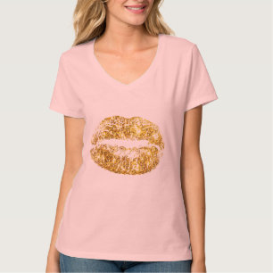 Gouden sprankelende lippen t-shirt