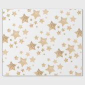 Gouden sprankelende sterren Vrolijk Kerstfeest Vak Cadeaupapier (Vlak)