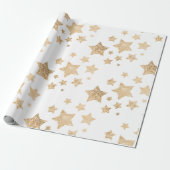 Gouden sprankelende sterren Vrolijk Kerstfeest Vak Cadeaupapier (Uitgerold)