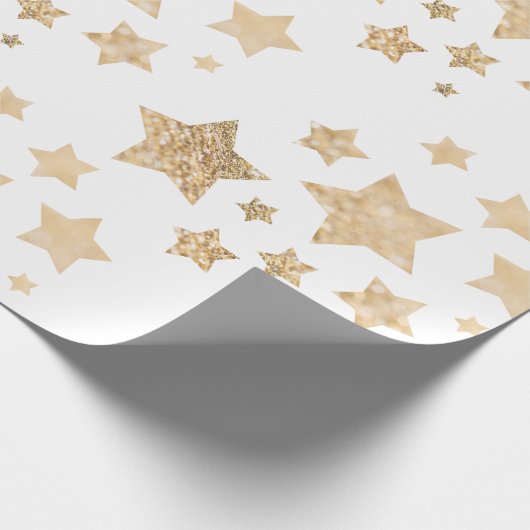 Gouden sprankelende sterren Vrolijk Kerstfeest Vak Cadeaupapier (Hoek)