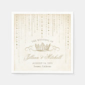 Gouden Sprookje Kroon Bruiloft Servetten (Voorkant)