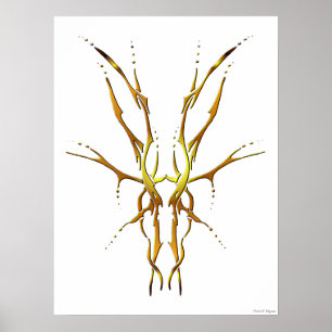 Gouden Stam Deer Schedel Jacht Design Poster