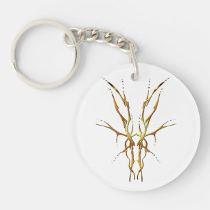 Gouden Stam Deer Schedel Jacht Ontwerp Sleutelhanger