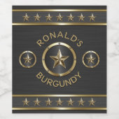 Gouden Star Metaal Aangepast Wijn Etiket (Enkel label)