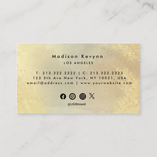 Gouden steen glitter textuur visitekaartje (Achterkant)