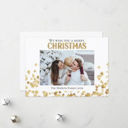Gouden ster aangepaste foto Flat Holiday Christmas Feestdagenkaart
