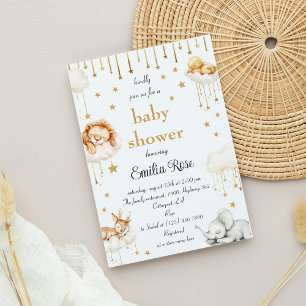 Gouden Ster Baby Shower Slaperige Bosdieren Kaart