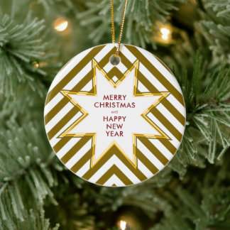 Gouden Ster Bedrijfslogo Kerst Keramisch Ornament