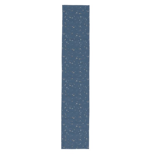 Gouden Ster op Blauwe Nachtpatroon Medium Tafelloper (Voorkant)