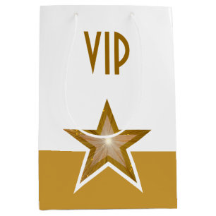 Gouden Ster print VIP goud wit medium Cadeauzakje