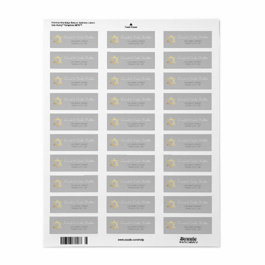 GOUDEN STER VAN DAVID bar mitswa - Benjamin Daniel Etiket (Full Sheet)