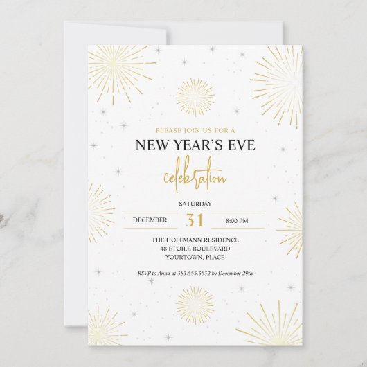 Gouden Sterontploffingen Oud en Nieuw-feest Kaart (Voorkant)