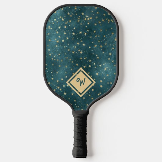 Gouden Sterpatroon met Gouden Monogram Initiaal Pickleball Paddle (Achterkant)