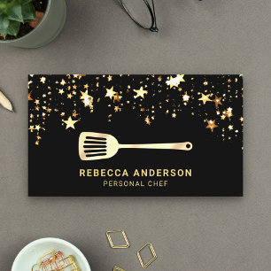 Gouden sterren Confetti Spatel Persoonlijke Chef Visitekaartje
