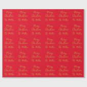 Gouden Sterren en Sparkles Custom Red Merry Christ Cadeaupapier (Vlak)