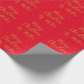 Gouden Sterren en Sparkles Custom Red Merry Christ Cadeaupapier (Hoek)
