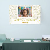 Gouden Sterren Faux Glitter Verjaardagsfeestje Mei Spandoek (Beurs)