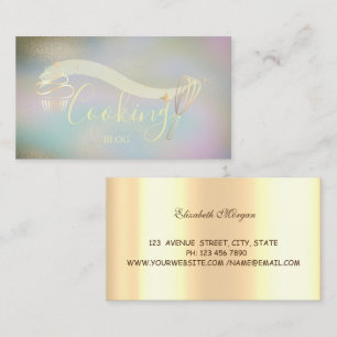 Gouden sterren, garde, cupcake, holografisch koken visitekaartje