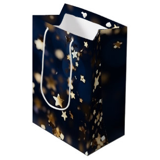 Gouden sterren glinsteren medium cadeauzakje
