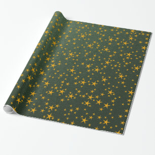 gouden sterren in groen cadeaupapier