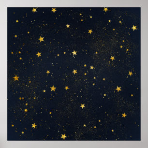 Gouden sterren in Night Sky Poster