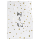 Gouden sterren liefde en vrede medium cadeauzakje (Voorkant)