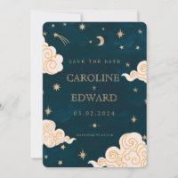 Gouden sterren maan Hemel Qr Code Save the Date