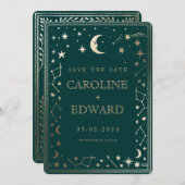 Gouden sterren Maan Hemels QR-code Bewaar de datum Save The Date (Voorkant / Achterkant)